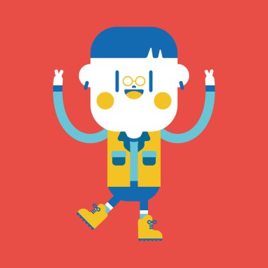 Karakter illüstrasyon tasarımı. çocuk mutlu çizgi film, eps