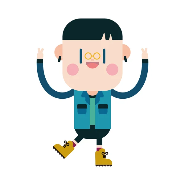 Character illustration design. boy happy cartoon,eps — Stock Vector