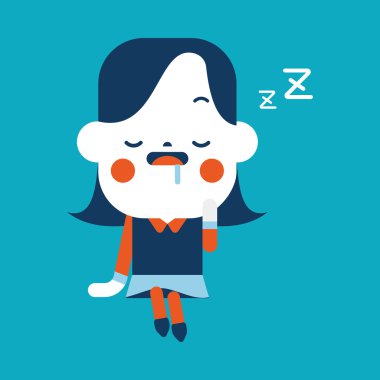 Karakter illüstrasyon tasarımı. İşkadını uyuyordu çizgi film, eps