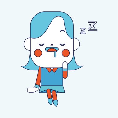 Karakter illüstrasyon tasarımı. İşkadını uyuyordu çizgi film, eps