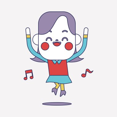 Karakter illüstrasyon tasarımı. İş kadını mutlu çizgi film, eps