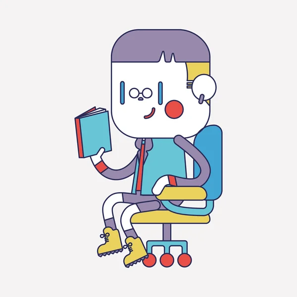 Characterdesign illustratie. Jongen lezing tekenfilm, eps — Stockvector