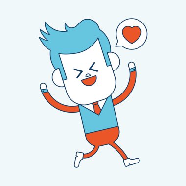 Karakter illüstrasyon tasarımı. İşadamı neşeli çizgi film, eps