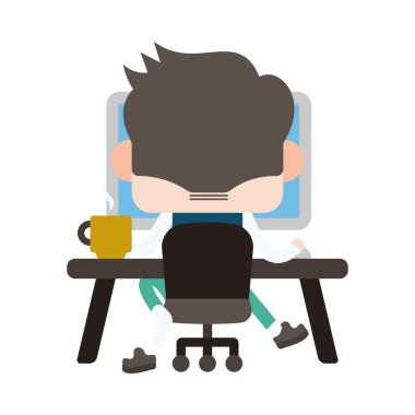 Karakter illüstrasyon tasarımı. Bilgisayar cartoo kullanarak iş adamı