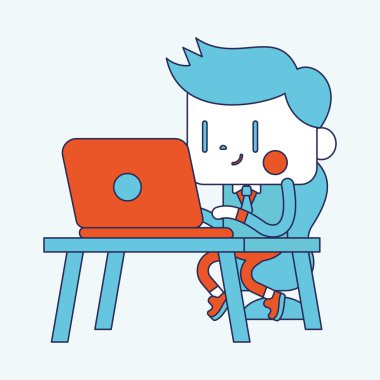 Karakter illüstrasyon tasarımı. Bilgisayar cartoo kullanarak iş adamı