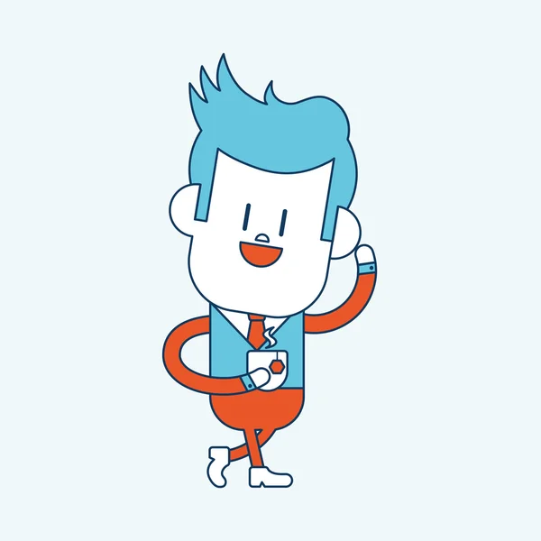 Characterdesign illustratie. Zakenman drinken koffie carto — Stockvector