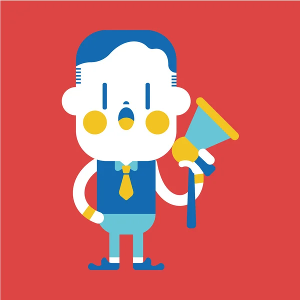 Characterdesign illustratie. Zakenman luidsprekers cartoon, — Stockvector