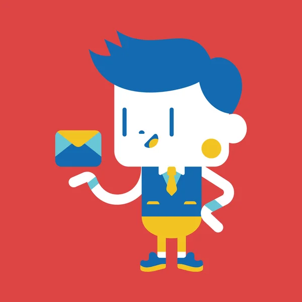 Character illustration design. Businessman sending letter cartoo — Stock Vector