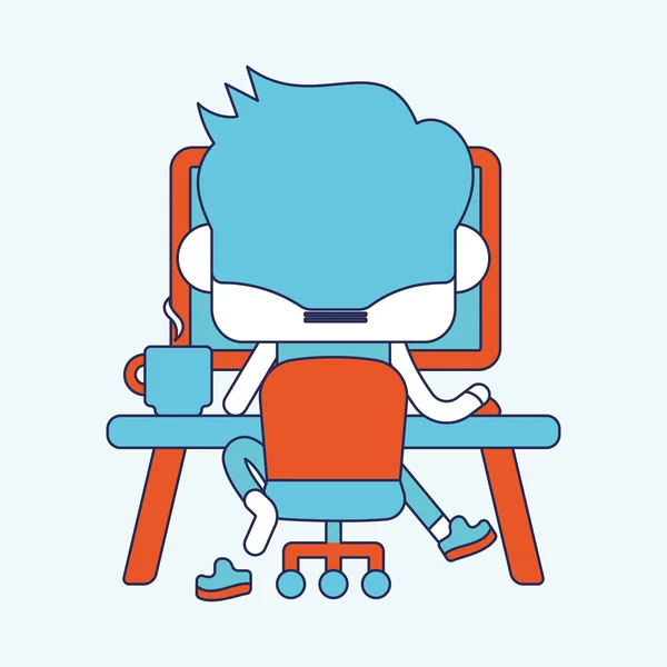 Character illustration design. Businessman using computer cartoo — Stock Vector