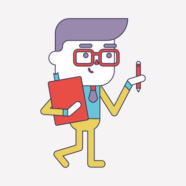 Karakter illüstrasyon tasarımı. İşadamı yazma çizgi film, eps