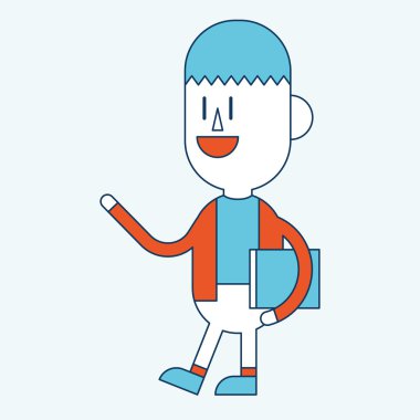 Karakter illüstrasyon tasarımı. İşadamı kitap karikatür okuma,