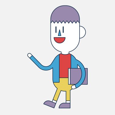 Karakter illüstrasyon tasarımı. İşadamı kitap karikatür okuma,