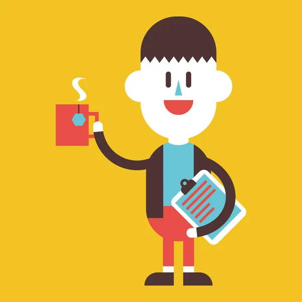 Charakter ilustrace design. Podnikatel pití kávy carto — Stockový vektor