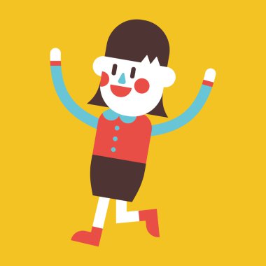 Karakter illüstrasyon tasarımı. işkadını neşeli çizgi film