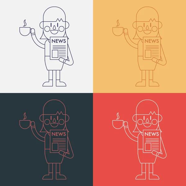 Дизайн иллюстраций персонажей. Бизнесвумен пьет кофе-кар — стоковый вектор