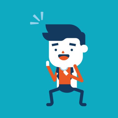 Karakter illüstrasyon tasarımı. İşadamı neşeli çizgi film