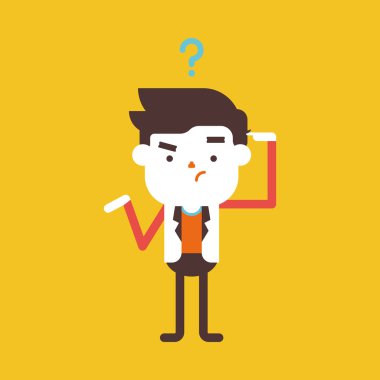 Karakter illüstrasyon tasarımı. Soru Honey'e olan işadamı