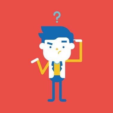 Karakter illüstrasyon tasarımı. Soru Honey'e olan işadamı