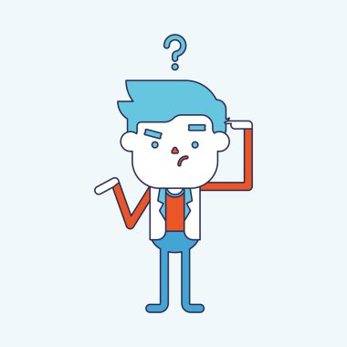 Karakter illüstrasyon tasarımı. Soru Honey'e olan işadamı