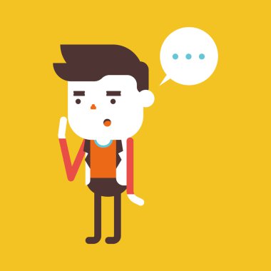 Karakter illüstrasyon tasarımı. İşadamı mesaj çizgi film