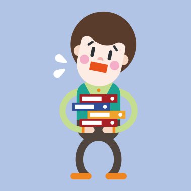 Karakter illüstrasyon tasarımı. İşadamı meşgul çizgi film