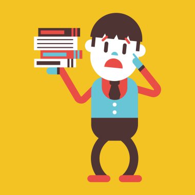 Karakter illüstrasyon tasarımı. İşadamı meşgul çizgi film