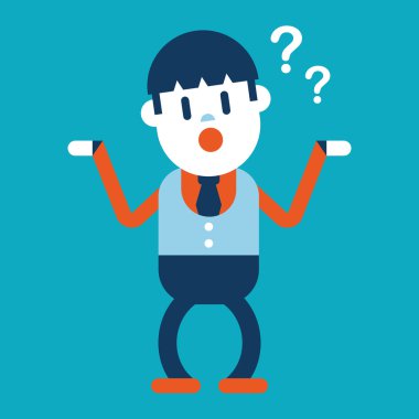 Karakter illüstrasyon tasarımı. Soru Honey'e olan işadamı