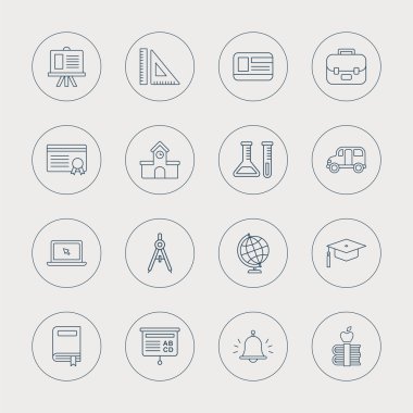 Okul çizgi Icon set