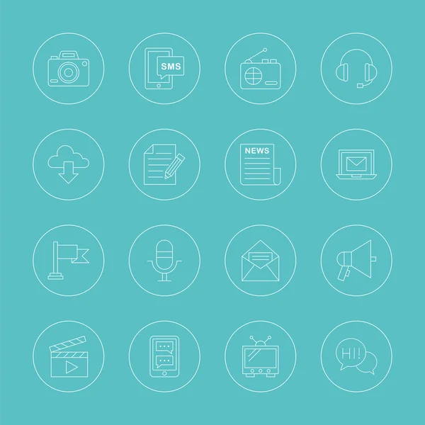 Media electronic line icon set — Stock Vector