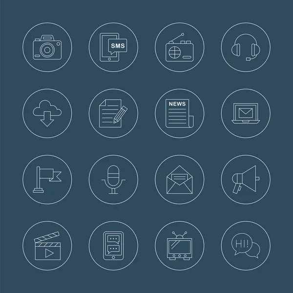 Media electronic line icon set — Stock Vector