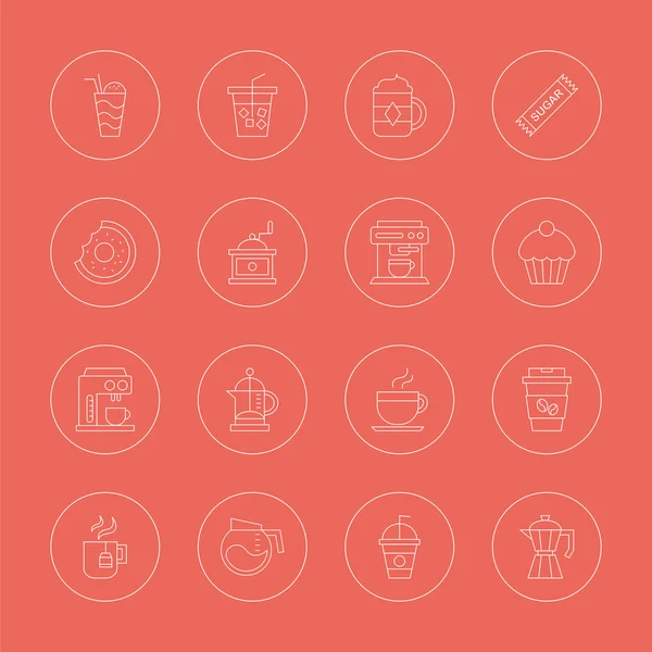 CAFÉ LINHA ICON SET — Vetor de Stock