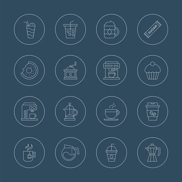 CAFÉ LINHA ICON SET — Vetor de Stock