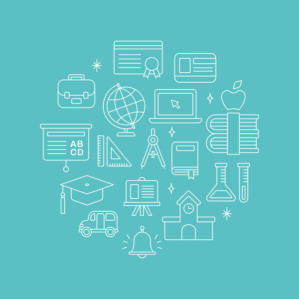 Набор значков школьной линии
