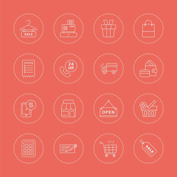 Línea de compras icono conjunto — Archivo Imágenes Vectoriales