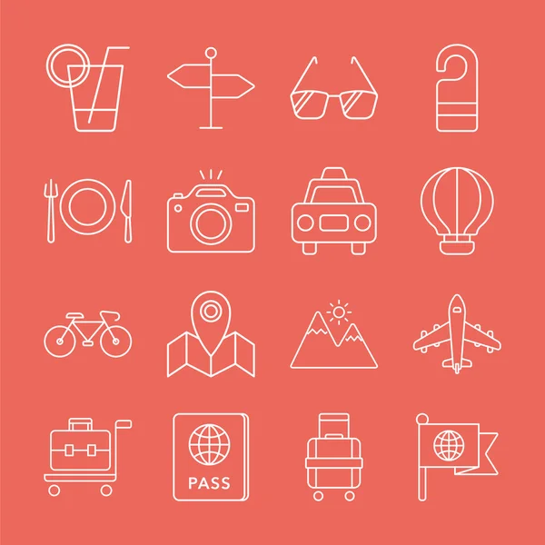 Conjunto de iconos de línea de viaje — Vector de stock