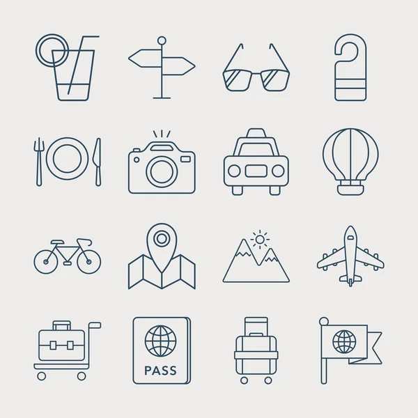 SET ICON LIGNE DE VOYAGE — Image vectorielle