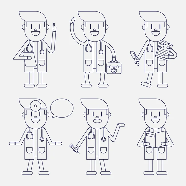 Character illustration design. Doctor set cartoon — Stock Vector