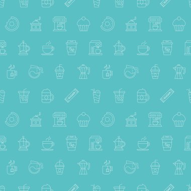 Kahve çizgi simge desen seti