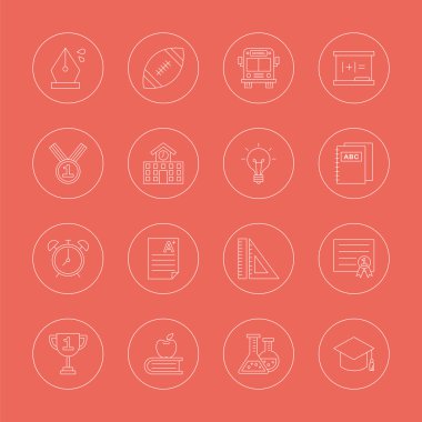 Okul çizgi Icon set