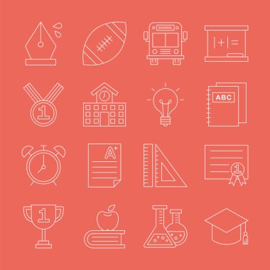 Okul çizgi Icon set