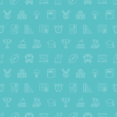 Okul çizgi simge desen seti