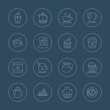 Kahve çizgi Icon set