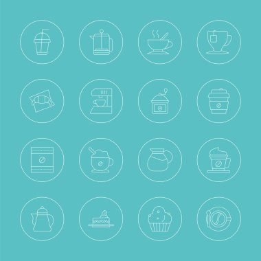 Kahve çizgi Icon set