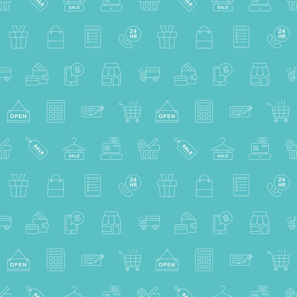 Shopping-Linie Icon Muster gesetzt — Stockvektor