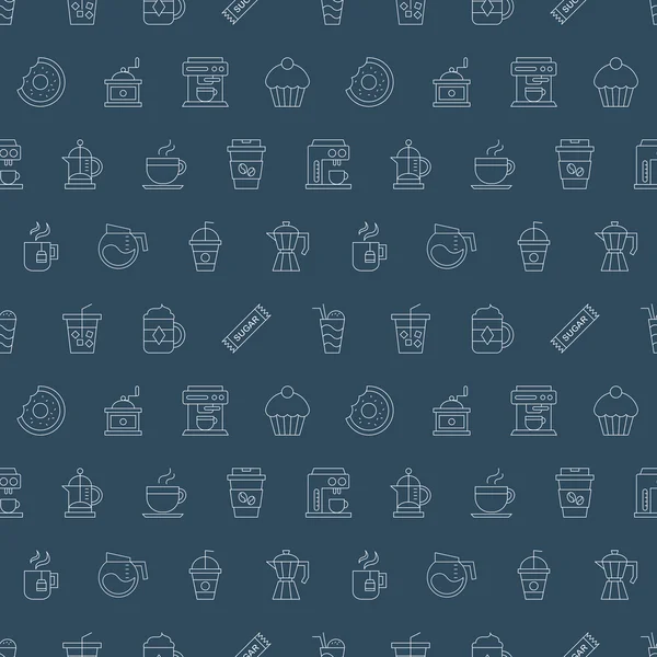 Línea de café icono patrón conjunto — Vector de stock