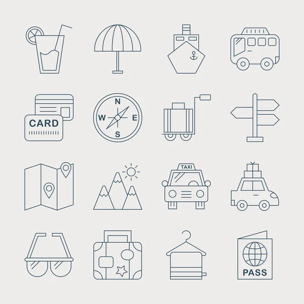 Travel line icon set — Stock Vector