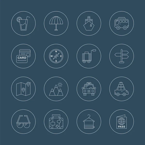 여행 라인 아이콘 세트 — 스톡 벡터