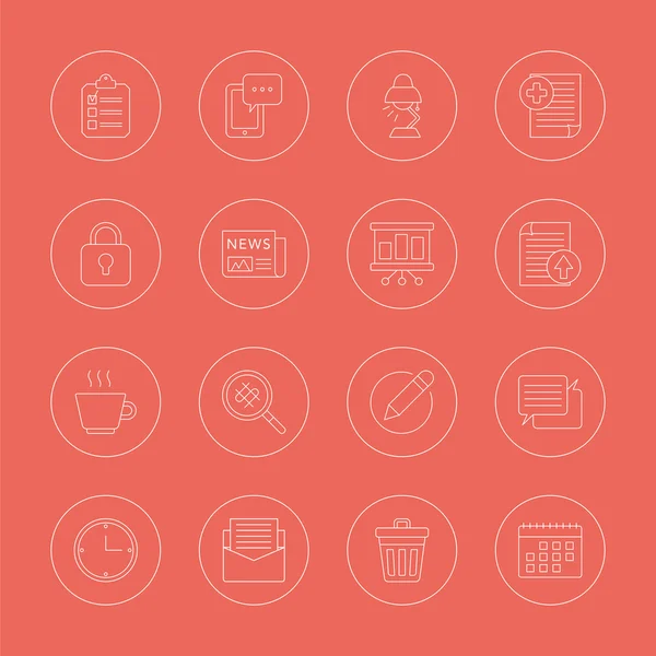 LIGNE DE BUREAU ICON SET — Image vectorielle