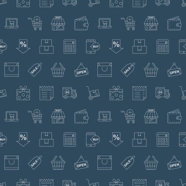 Alışveriş satır simge desen seti