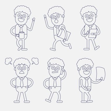 Karakter illüstrasyon tasarımı. İşadamı çizgi film ayarla